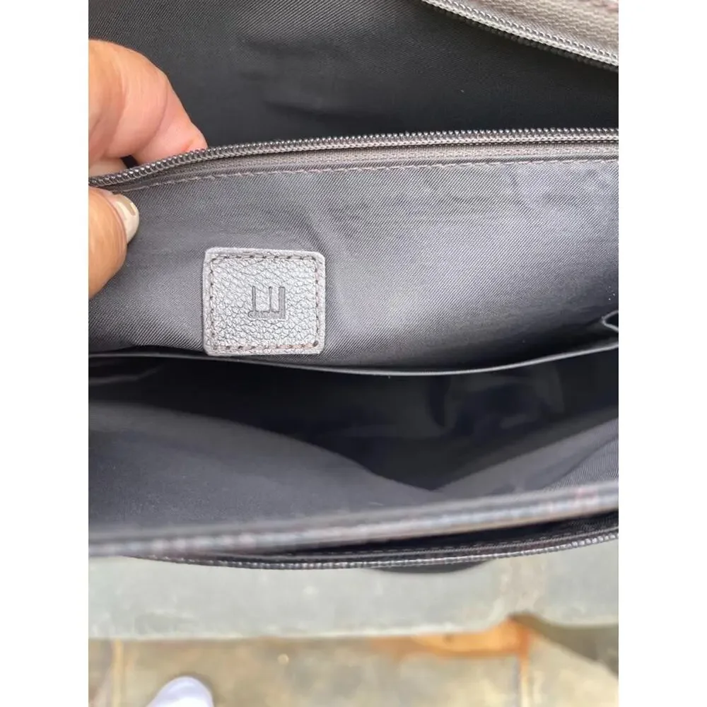 DUNHILL canvas leather FLAP BRIEFCASE BAG (PU110
